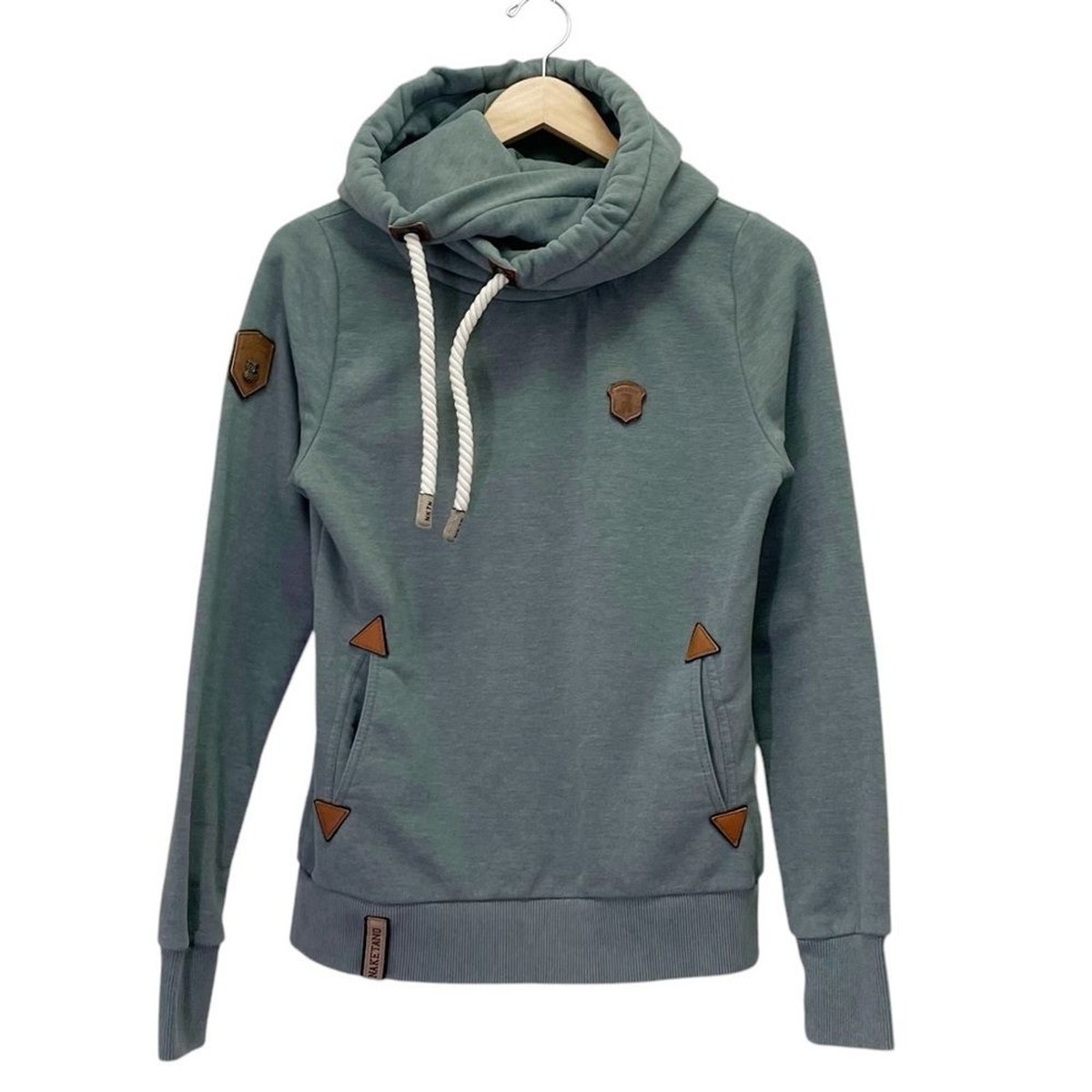 Naketano Hoodie Leaf Green Melange Fleece Cowl Neck Pullover