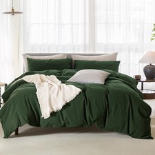 Cooling King Duvet Cover Set 3 Pieces-100 Washed Cotton Linen Like Textured ...