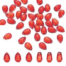 Teardrop Czech Glass Beads, 50 Pcs Bohemia Beads, Red, 6x9mm