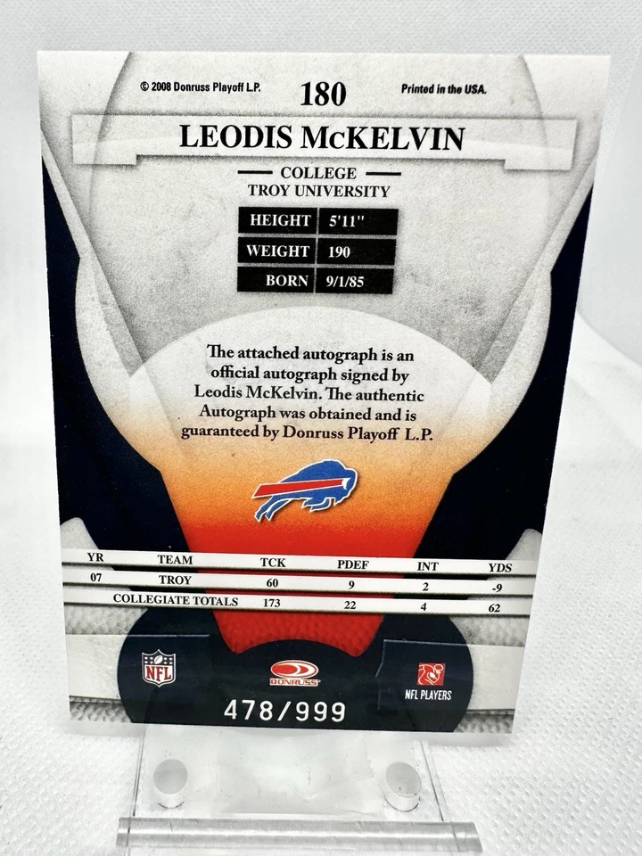2008 Leaf Certified Materials - New Generation Leodis McKelvin #180 /999 (AU,RC) - Image 2 of 2