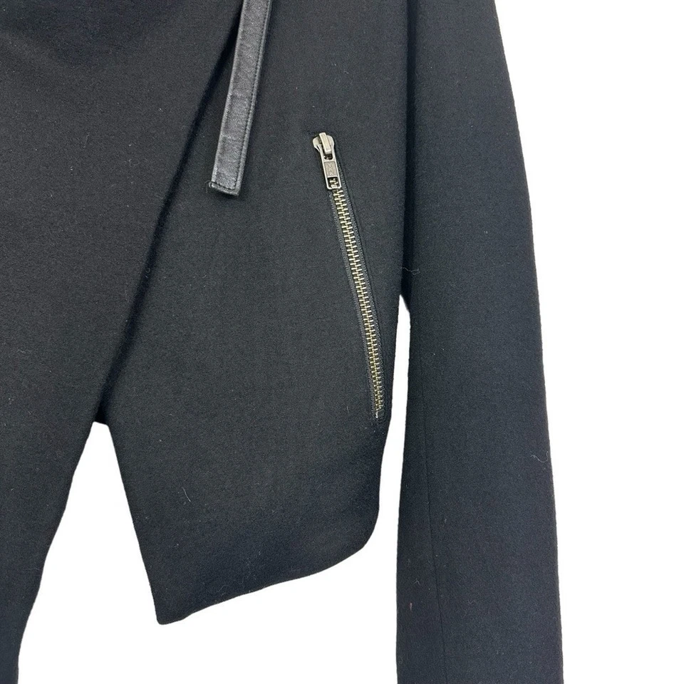 Helmut Lang Sonar Wool Cropped Moto Jacket Black Size P - Image 4 of 4