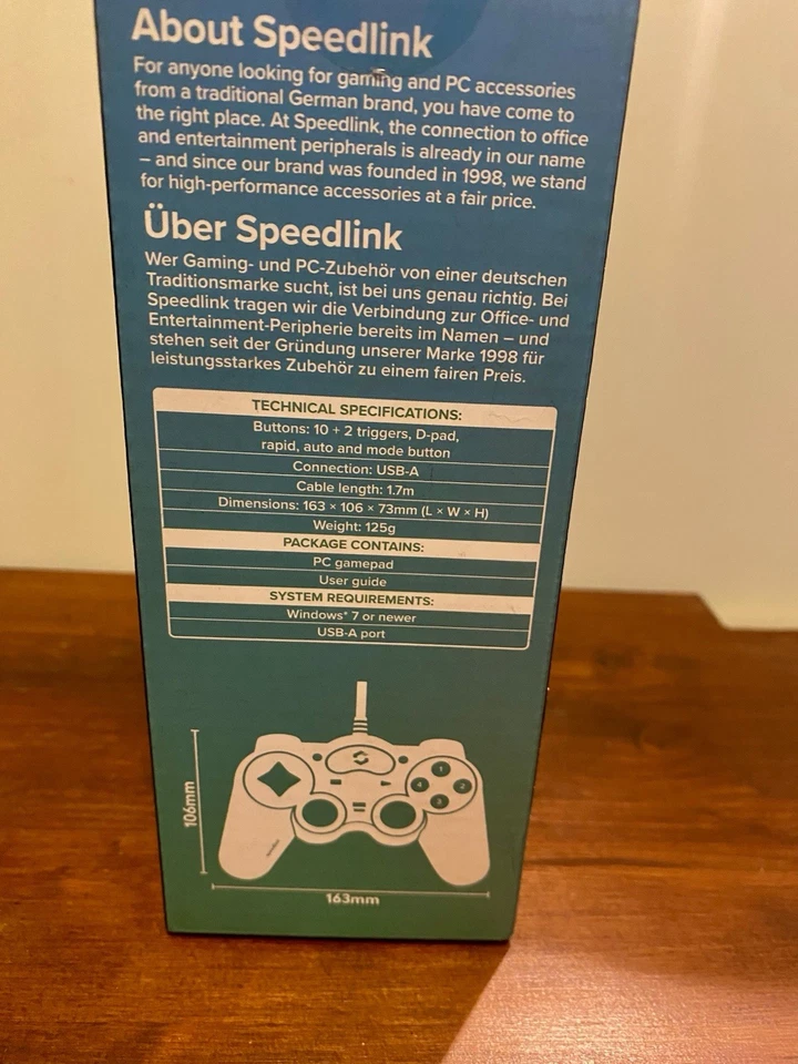 Speedlink Thunderstrike Controller Schwarz für PC PS3 Neu & OVP Gamepad Kabel - Bild 3 von 3