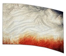 COLOR GUARD FLAGS FIERY ABYSS SILKS - NEW - 36" x 54" Standard Curved
