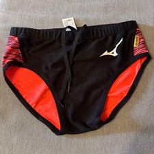 Mizuno Competitive Swimsuit S Size Black/Red Striped