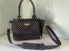 Ju Ju Be Baby Bag Blk White Polka Dot Diaper Tote Handbag Changing Pad Travel