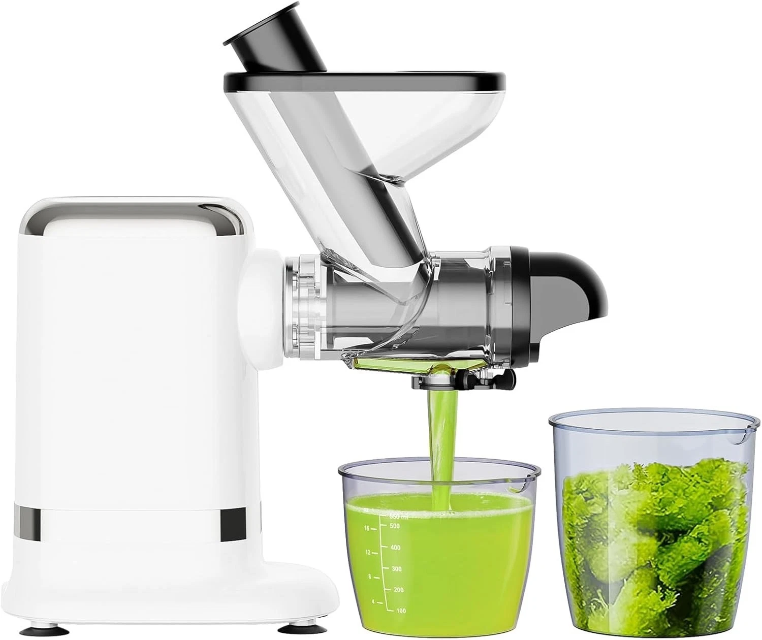Cold Press Juicer, 700W Dual Feed Chute, 3 Modes, White