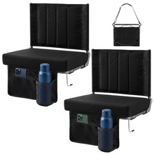 2 Pack Stadium Seats with Back Support, 3.15" Thick Padded Bleacher Chairs, L...