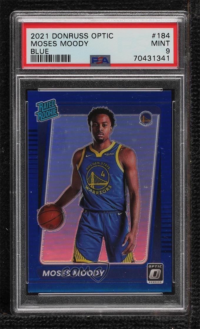 2021 Donruss Optic Rated Rookie Blue Prizm 28/59 Moses Moody #184 PSA 9 MINT 8vc