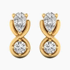 0.51 CT Pear/Round E VS1 Lab Created Diamond 14kt Yellow Gold Stud Earrings
