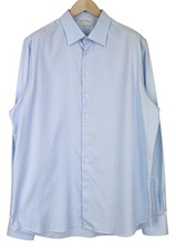 SUITSUPPLY Men Shirt 46L/18L Slim Fit Long Sleeved Classic Bue Cotton 