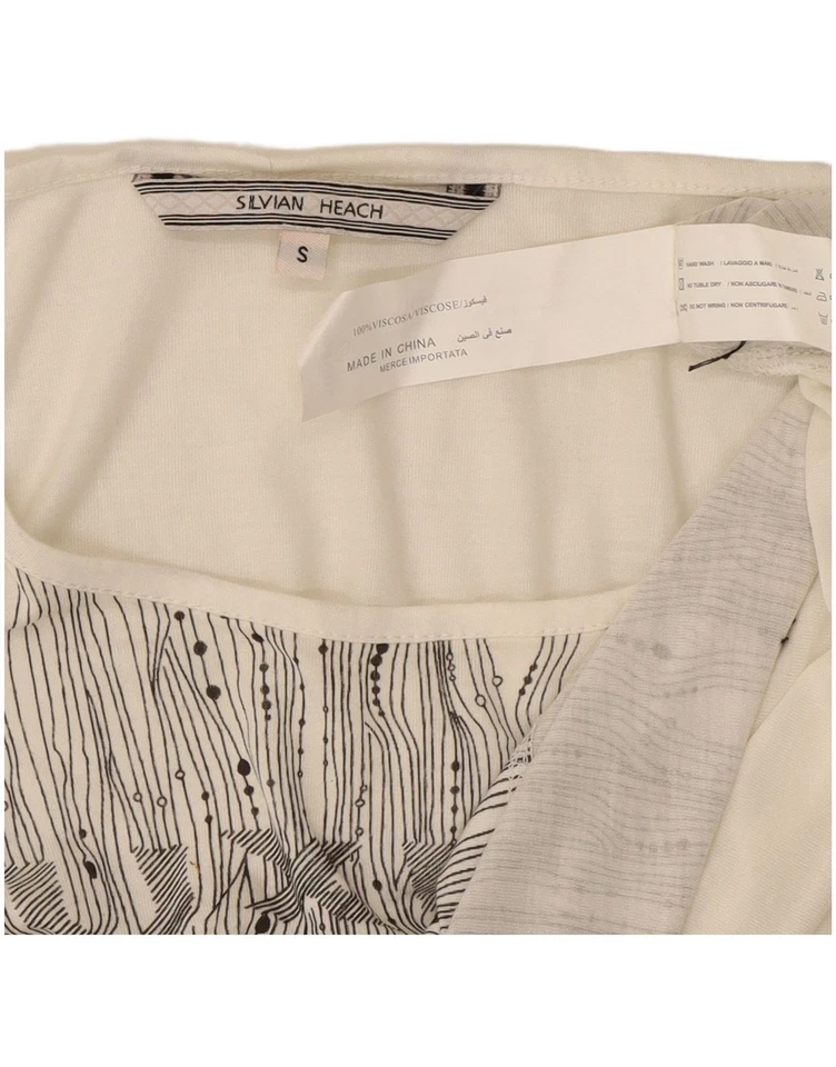 Camiseta gráfica feminina SILVIAN HEACH Reino Unido 10 pequena branca geométrica DX26 - Imagem 3 de 3