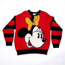 Vintage Late 1980s/Early 1990s Disney Store Minnie Mouse Striped Knit Sweater XL