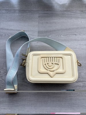 Chiara Ferragni Eyelike Crossbody Bag Light Yellow and Baby Blue Strap 