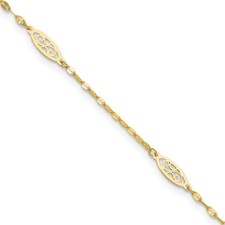 14k Yellow Gold Polished Filigree Link 9in Plus 1 in ext. Anklet 1.19g for Mom