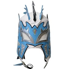Masque de lutte semi-pro Lucha Dragons Kalisto blanc bleu Lucha Libre Pro Mask