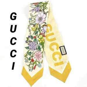 Foulard bandana soie logo GUCCI 100 fleurs florales