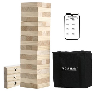 Outdoor Games Large Tower Stacking Game, 54 Wooden Blocks, Stack Up to 4 Ft T...