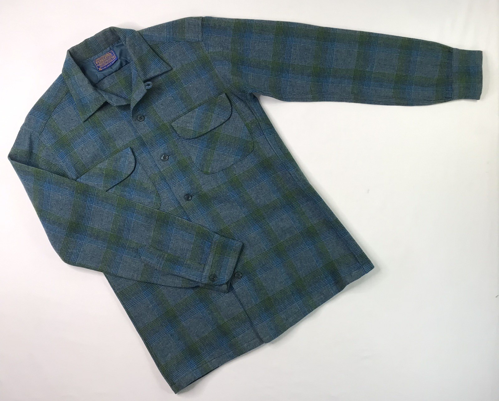 Vtg 50s 60s Pendleton Loop Collar Rockabilly Plai… - image 3