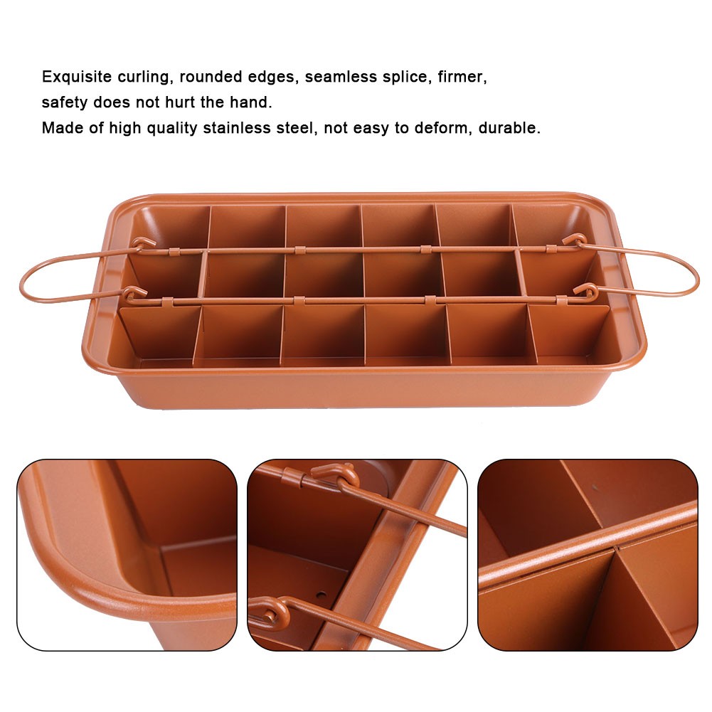 Non-Stick Brownie Pan Baking Tray Chocolate Cake Mold With Dividers Kitchen U H