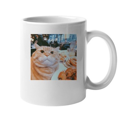 Cute Cat Selfie Seafood Feast Unisex Mug