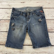 Judy Blue Girls Jean Shorts Embroidered Butterfly  s Y2K Size Large Rare