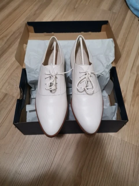 NIB Cole Haan Women's MC Oxford Shoes W19020 Ivory Leather Size 7.5 Plain White