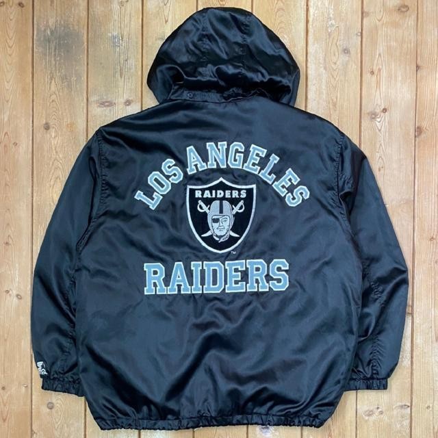 RAIDERS コーチジャケット ブラック USA製 American Spirit Wear×US/Raiders Patched Quilt-Lined Coach
