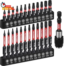 25-Piece Torx Bit Set, 1''&2.5'' Security Tamper Proof Torx Impact Screwdriver B