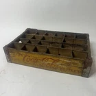 Vintage Coca-Cola Wooden Crate Carrier Metal Yellow Red Soda Pop Bottle Box Coke