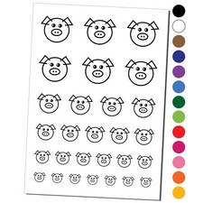 Cute Pig Face Temporary Tattoo Water Resistant Set