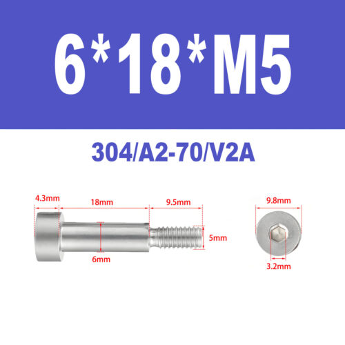 V2A A2 Pass-Schulterschraube Innensechskant M2 M2,5 M3 M4 M5 Edelstahl - Bild 93 von 107