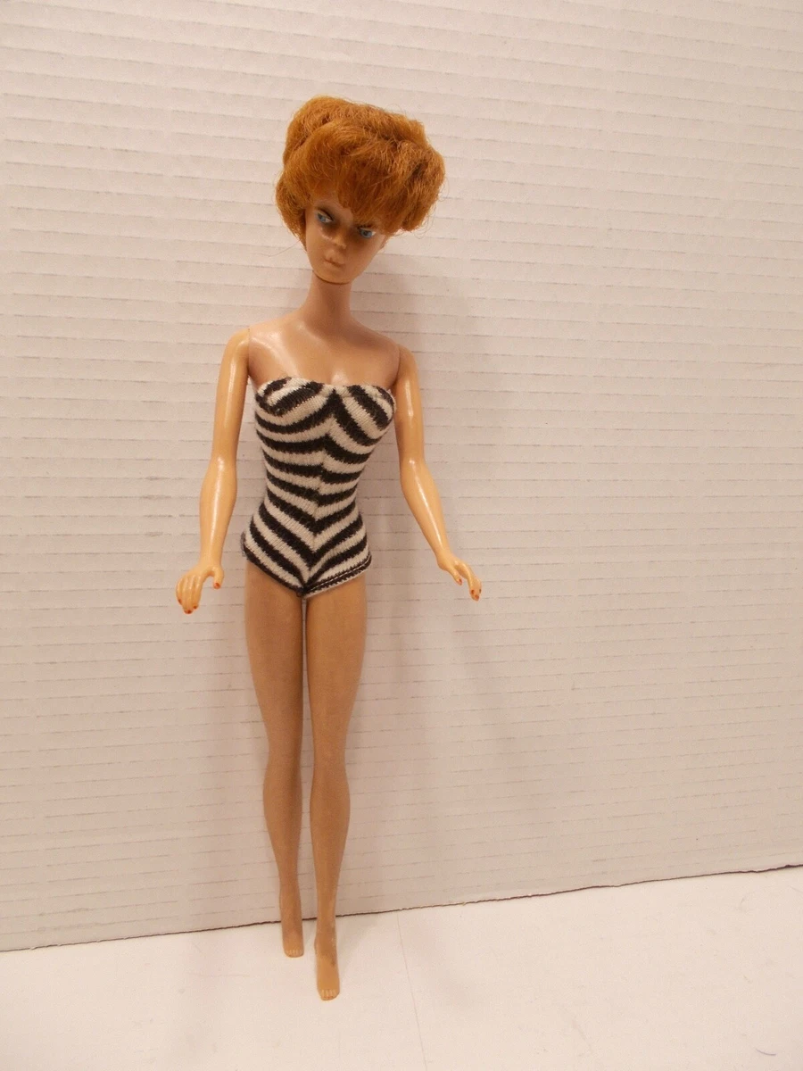 Vintage 1958 Barbie Mattel Bubble Cut Hair Color Red Blue Eyes 3
