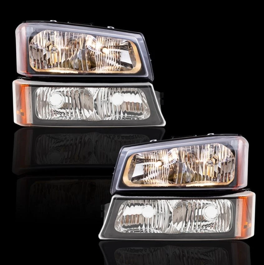 4 peças Conjunto de faróis e estacionamento/sinal para 2003-2006 Chevrolet Silverado 2500 HD - Imagem 2 de 4