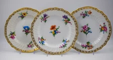 KPM Berlin Hand Painted Dessert/Salad Plates - Flowers, Circa 1920