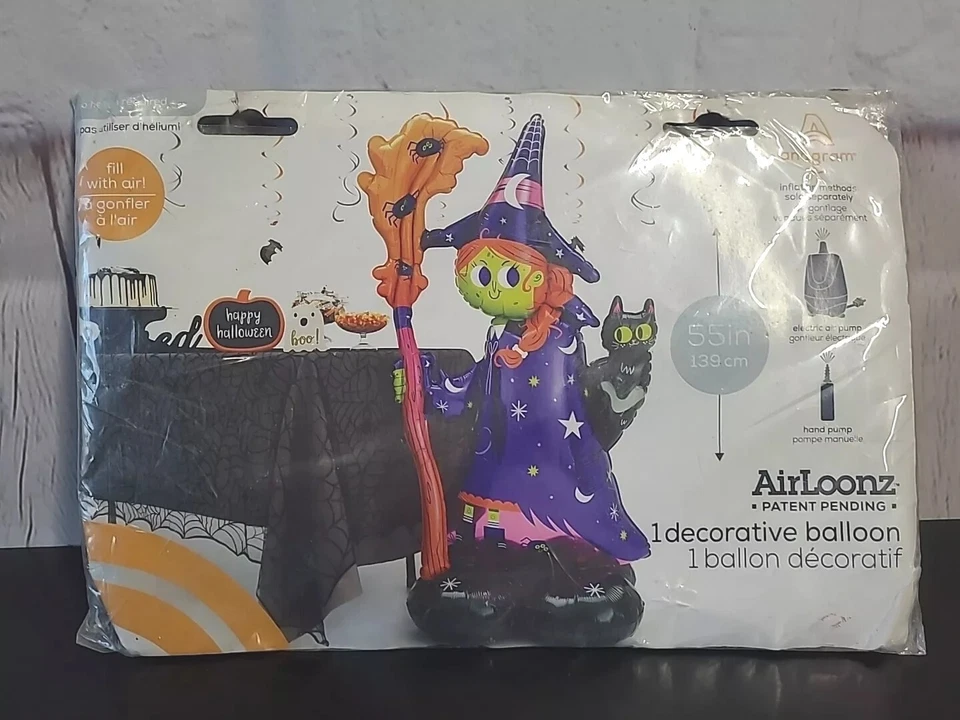 NUEVO Airloonz 55" Scary Witch Foil Mylar Globo de Aire Halloween Fiesta Decoración Suministro Foto 2 de 4