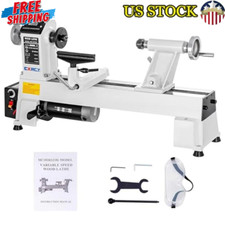 Wood Lathe Machine 12" X 18" 3/4 HP Variable Speed W/ Goggle Woodworking White