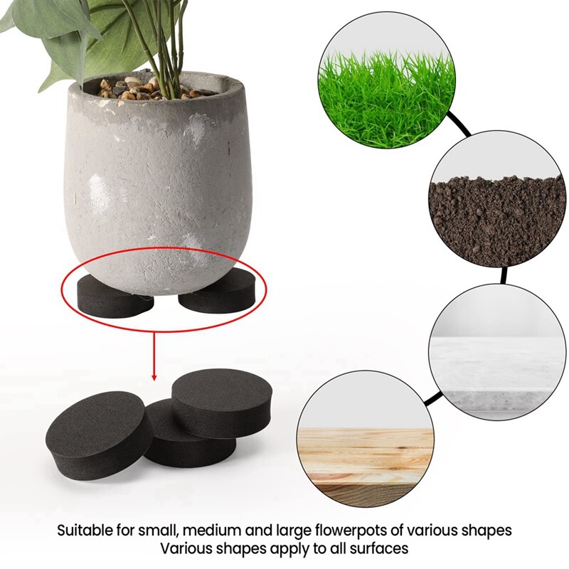 48Pcs Plant Pot Feet Risers Natural Rubber Flower Pot Mat Invisible