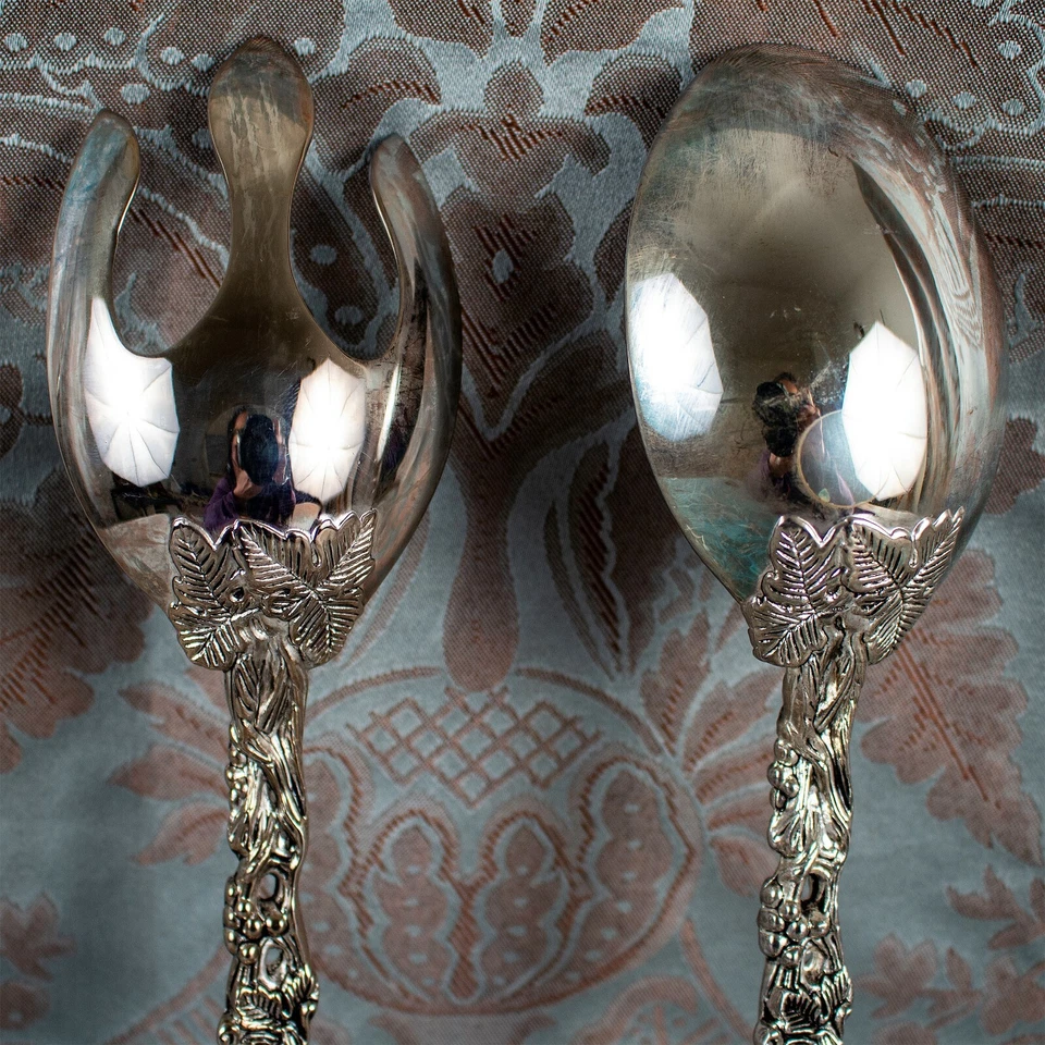 复古 Godinger 镀银花卉勺叉用具 2 件 — 第 4/4 张图片