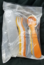 Re-Play Toddler Forks  Spoons With Case Gray, White, Yellow, Orange 