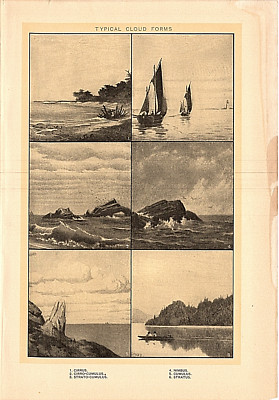 1903 Antique Print Picture Typical Cloud Forms Cirrus Nimbus Cumulus 10 ...