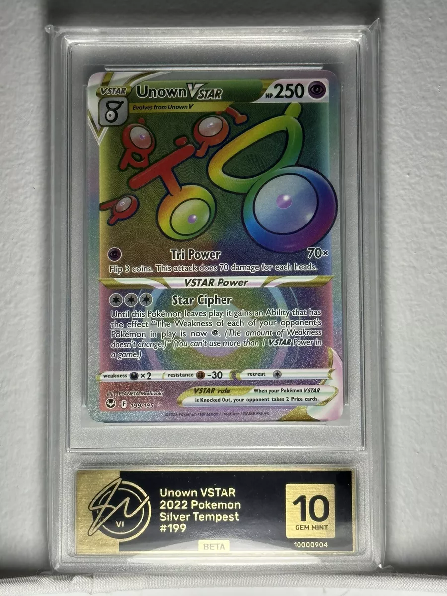 Unown Vstar 199/195- Silver Tempest - Full Art Rainbow - Pokemon Secret Rare