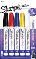 SHARPIE Oil-Based Paint Markers, Medium Point, Assorted Colors, 5 Count - Gre...