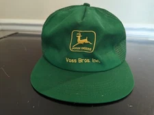 Vintage K PRODUCTS JOHN DEERE 🚜 Mesh Snapback Green TRUCKER HAT CAP Voss Bros.
