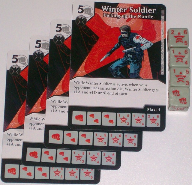 4 X WINTER SOLDIER PICKING UP THE MANTLE 72/142 Civil War Dice Masters