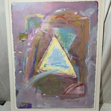 Original Charlotte Brieff Abstract Modern Art Painting Impasto USA Signed Pastel