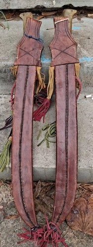 2 Vintage La Marca Corneta Solingen Machetes w/Leather Sheath #23 original Label - Picture 6 of 13