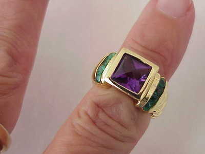 DAVID YURMAN SOLID 18K YELLOW GOLD AMETHYST EMERALD VINTAGE