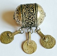 ANCIENT Viking Era Norse Silvered Egg With Attached Silvered COINS