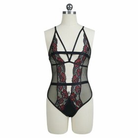 Sexy Lingerie Deep V Floral Lace Underwear Babydoll Bodysuit Sleepwear Pajamas