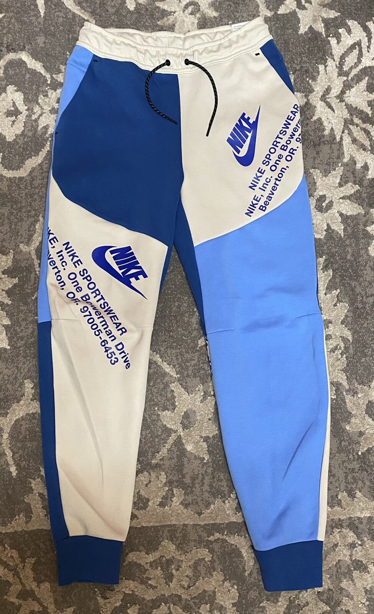 Nike NSW Tech Fleece Graphic Joggers Pants Blue White Mens Sz Small  DM6480-072 | eBay